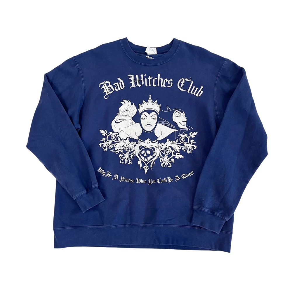 Disney Bad Witches Club Sweatshirt Womens Large Navy Blue‎ Villains Ursula Queen